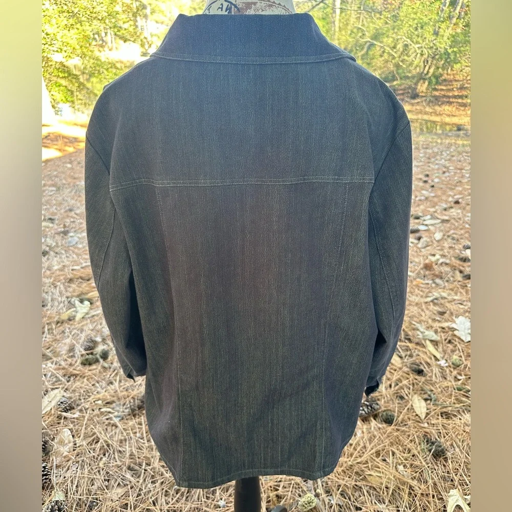 Vintage Carol’s Denims Lightweight Denim Shacket XL Dark Blue Green Vintage - Picture 4 of 12
